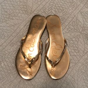Sam Edelman Gold Flip Flops